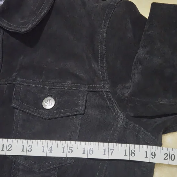 Dennis Basso Suede Leather Button Front Black Jacket Women’s Sz Small Washable - Picture 14 of 16